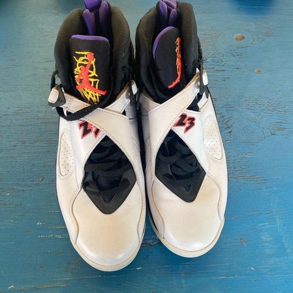 Jordan Athletic Shoes - White, Black, Purple, Yellow Retro 8 Air Jordan Nike - Picture 6 of 6
